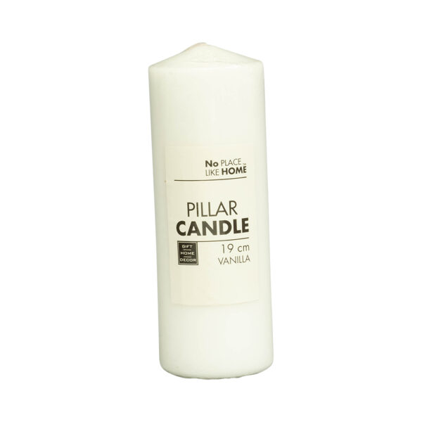 Candle Pillar Round White 19x7cm