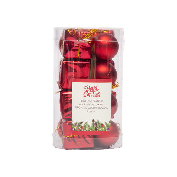 Christmas Tree Decor Ball 16pc Asstd