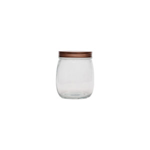 Glass Jar Rnd W/gold Lid 700ml